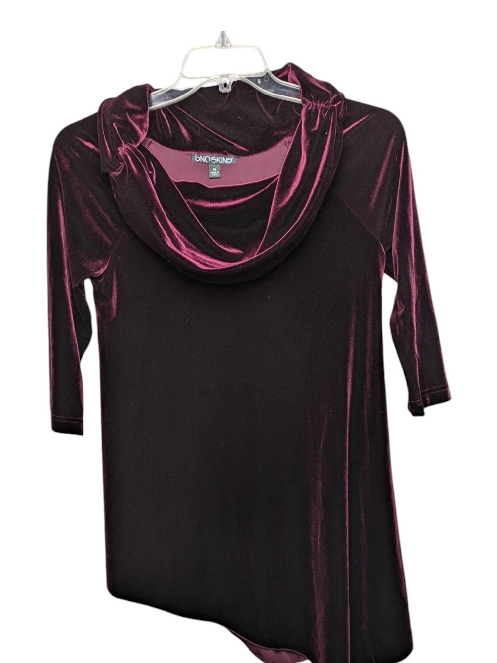 SNO SKINS Women's Velour Cowl Asymmetrical Tunic